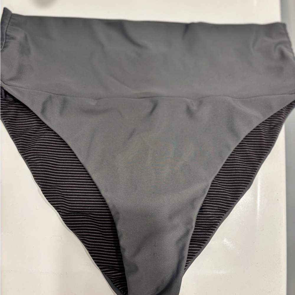 Women's Grey High-Waist Swim Bottoms - acacia